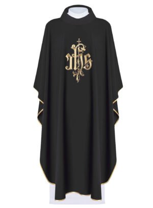 Black Embroidered Chasuble BE05014