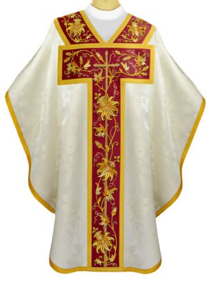 Ecru Embroidered Chasuble W7191