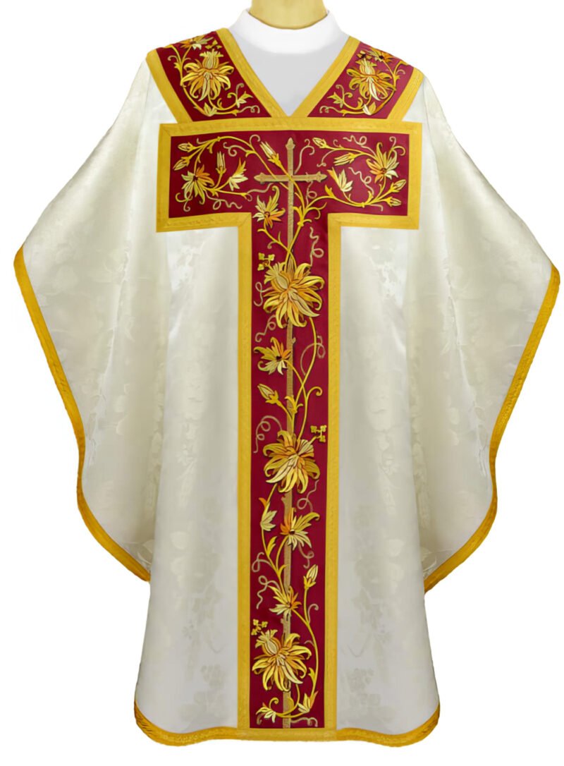 Ecru Embroidered Chasuble W7191