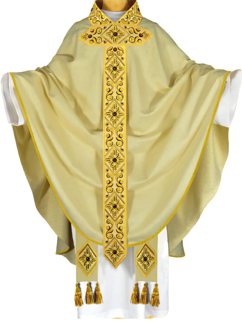 Ecru Embroidered Chasuble W7192