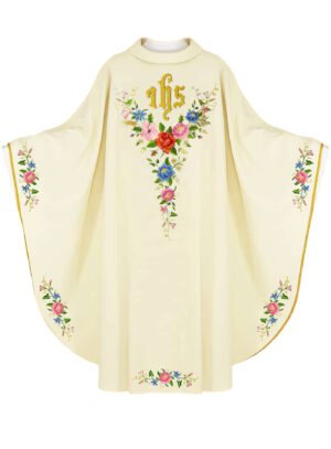 Ecru Embroidered Chasuble W7194