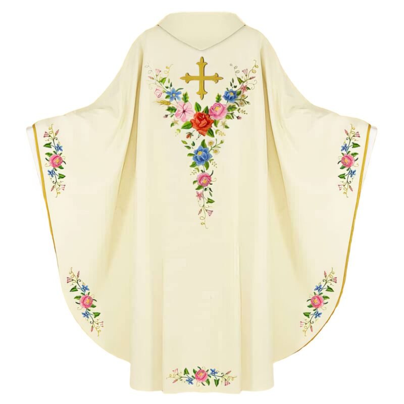 Ecru Embroidered Chasuble W71941