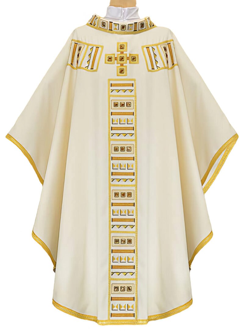 Ecru Embroidered Chasuble W7195