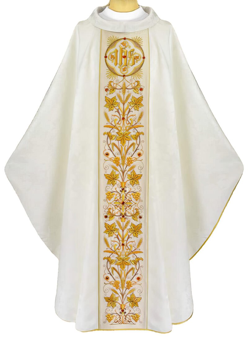 Ecru Embroidered Chasuble W7196