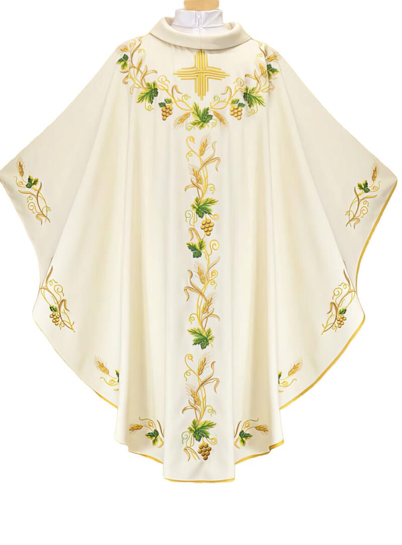 Ecru Embroidered Chasuble W7197