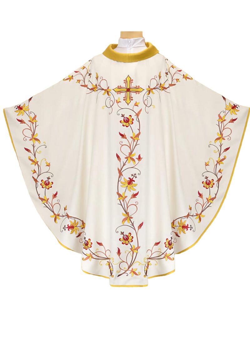 Ecru Embroidered Chasuble W7199