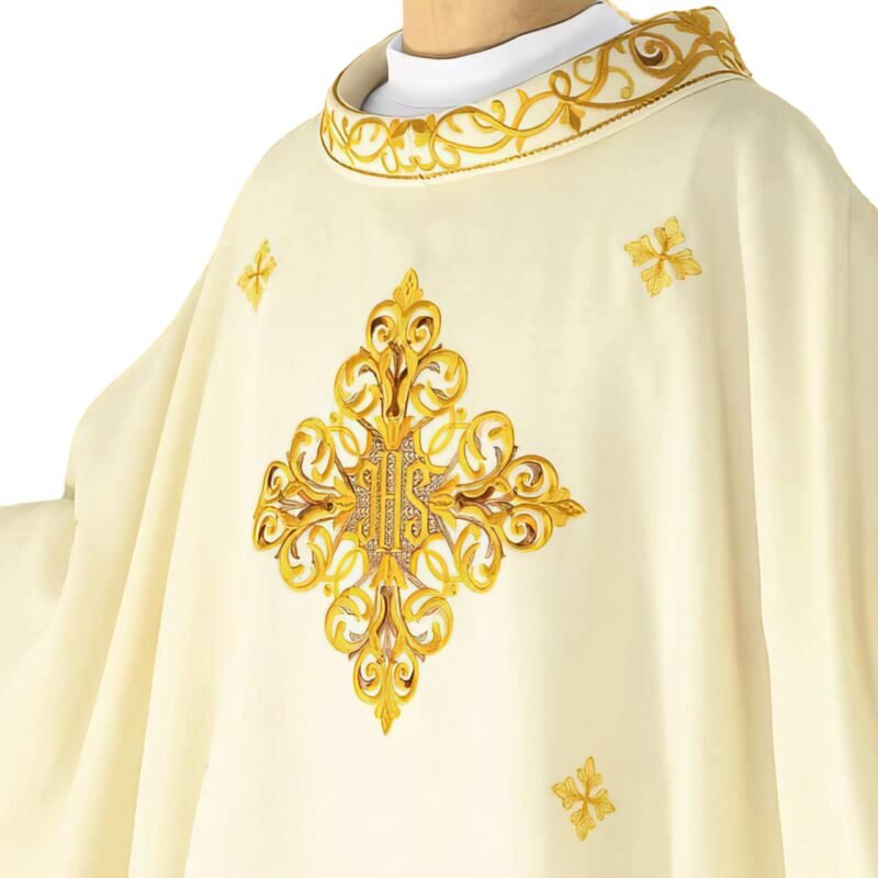 Ecru Embroidered Chasuble W72032