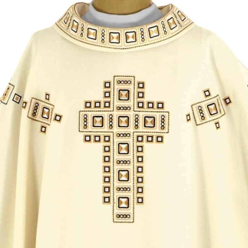 Ecru Embroidered Chasuble W72082