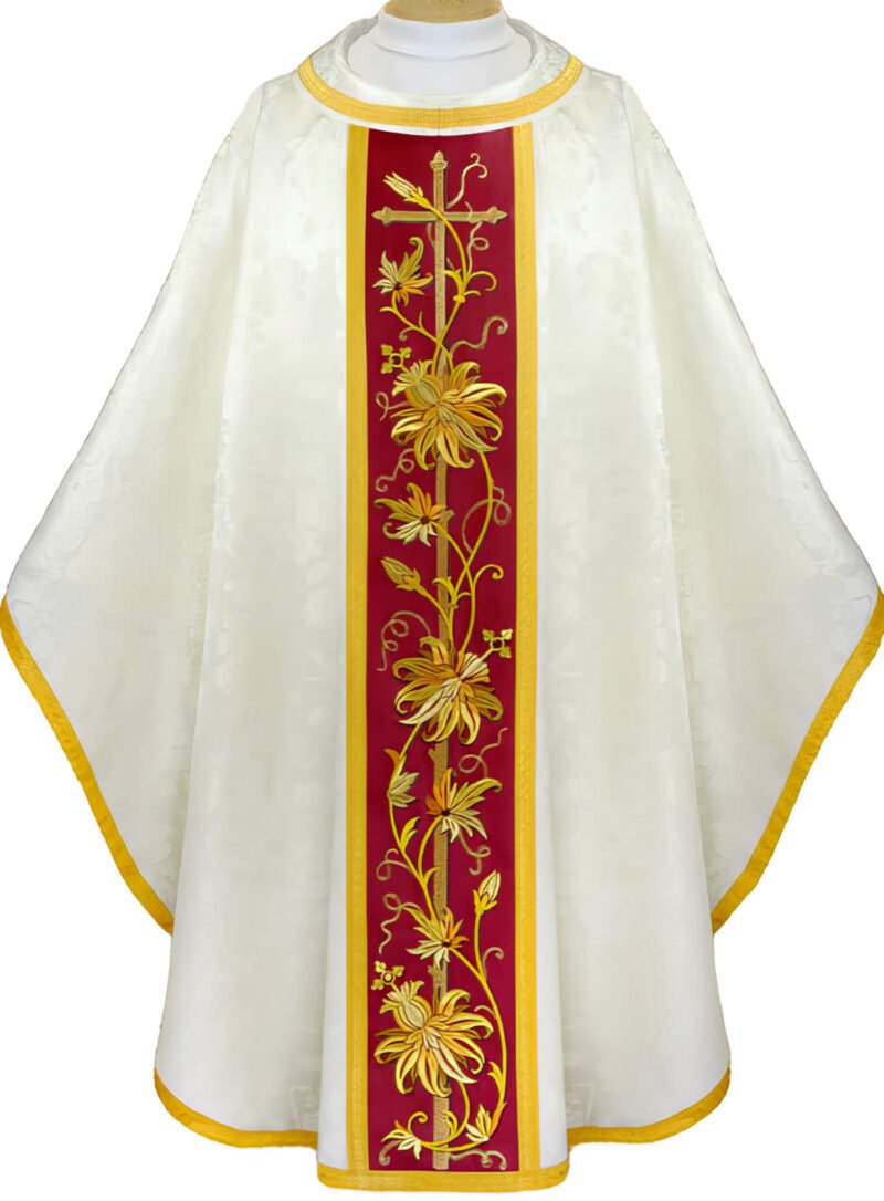 Ecru Embroidered Chasuble W7212