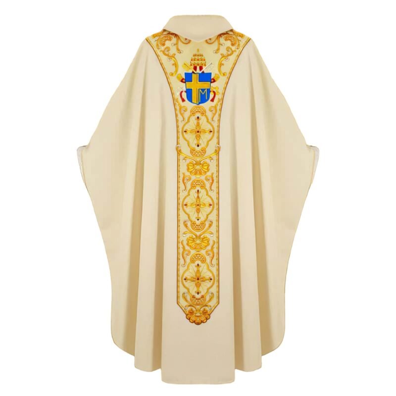 Ecru Embroidered Chasuble W72191