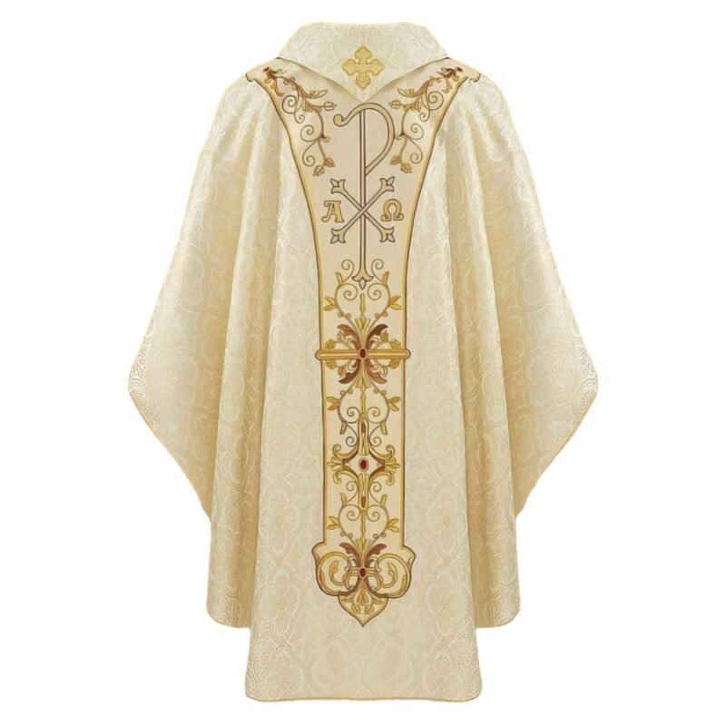 Ecru Embroidered Chasuble W72231