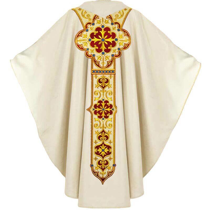 Ecru Embroidered Chasuble W72291