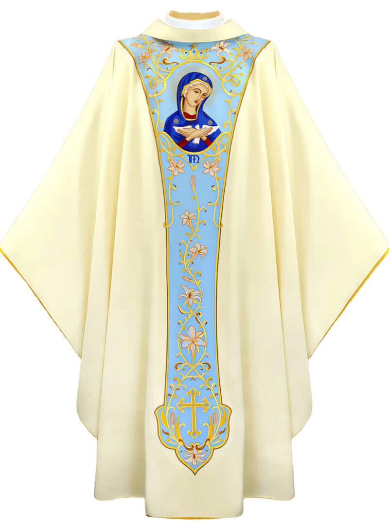Ecru Embroidered Chasuble W7233