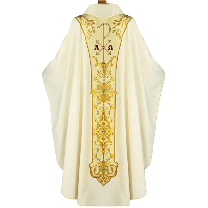 Ecru Embroidered Chasuble W72391