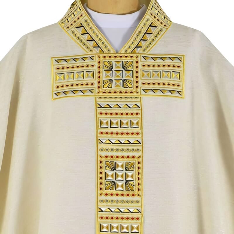 Ecru Embroidered Chasuble W72411