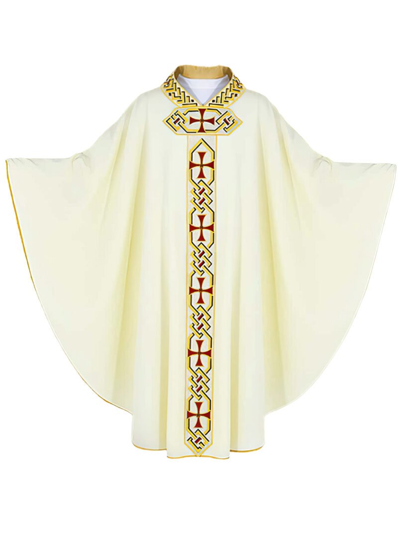 Ecru Embroidered Chasuble W7246