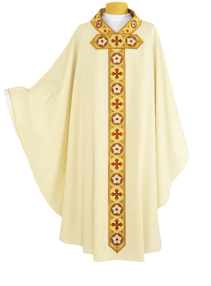 Ecru Embroidered Chasuble W7248
